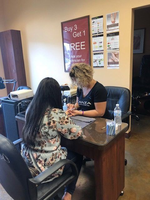 woman getting a manicure