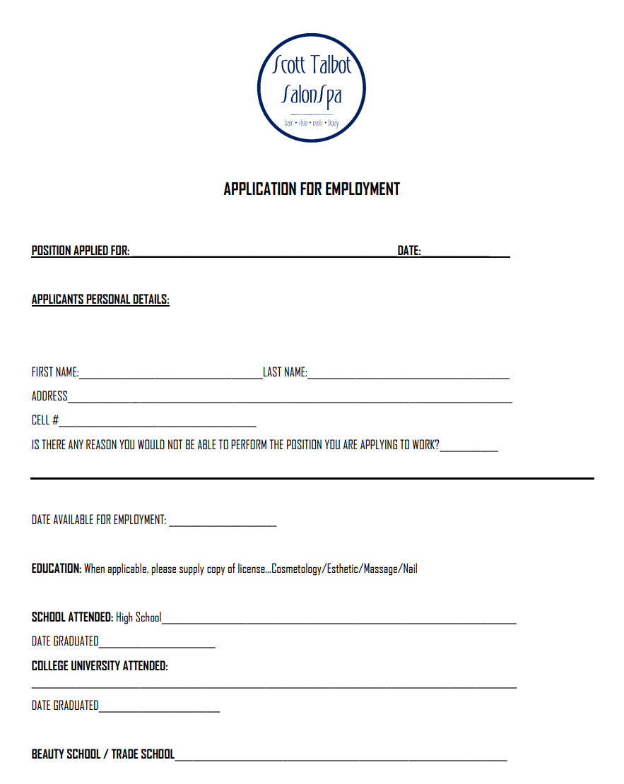 Application for Employment